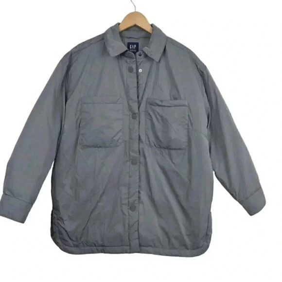Gap Oversized Recycled Puffer  Shirt Jacket Shacket Green Size Medium - Picture 12 of 12